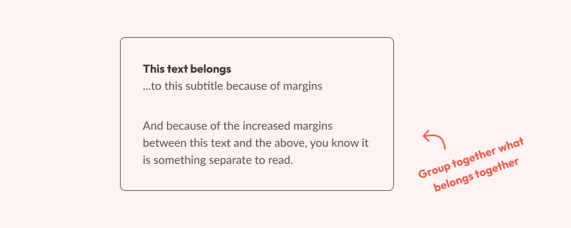 An example of how correct usage of margins helps users flow through your content